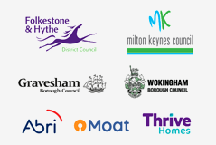 Logos of the latest councils and housing associations to join Homefinder UK