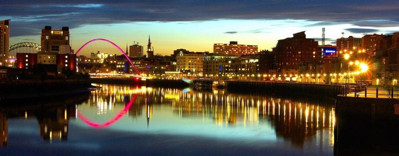 night view of newcastle city centre