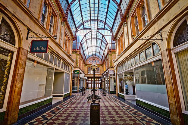 Interior of the Miller Arcade shopping centre in Preston
