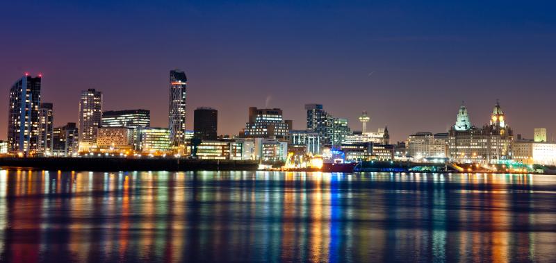 Liverpool waterfront at night