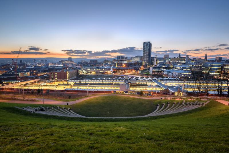 Sheffield skyline at twilight