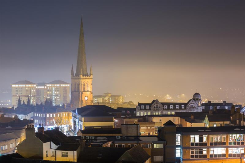 Wakefield city skyline at night