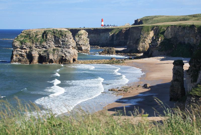 coastal scene in south shields from an isolated beach 