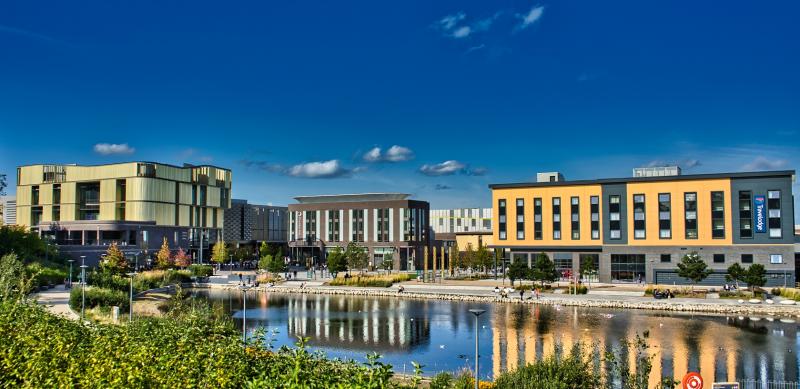 Southwater centre in Telford on sunny day