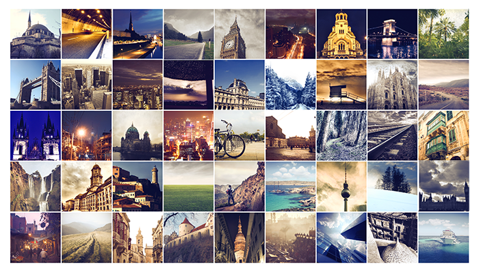 collage with images from different cities and lanscapes