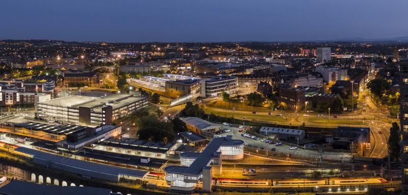 Wolverhampton city skyline at night